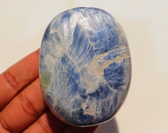 Rare Blue Kyanite Palm Stone, Crystal Chakra Healing Stones, Higher Power Protection, Pocket Stone, Loose Stone, Healing Crystal, Palm Stone