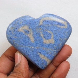 XL Dumortierite Heart, Polished Dumortierite Gemstone, Natural Dumortierite in quartz, Dumortierite Heartstone for Inner Peace and Clarity.