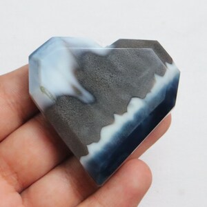 Unique Owyhee Blue Opal Faceted Heartstone, Natural Blue Opal Stone, Throat Chakra, Forgiveness, Chakra Healing Crystal, self-expression