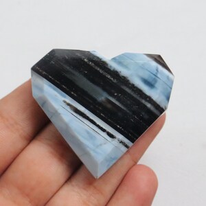 Unique Owyhee Blue Opal Faceted Heartstone, Natural Blue Opal Stone, Throat Chakra, Forgiveness, Chakra Healing Crystal, self-expression
