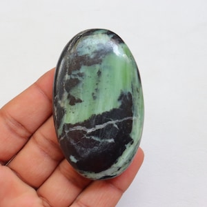 Rare! Shiny Green Kammererite Palmstone, Natural Kammererite Stone, Polished Kammererite Meditation Stone, Gift for Her, Third Eye Chakra