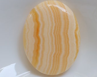 Hervorragender gelb gebänderter Calcit-Palmenstein, natürlicher gelber Calcitstein, mexikanischer Calcit, Joy Positivity Motivation Crystal | Solarplexus