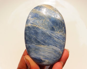 Rare Blue Kyanite Palm Stone, Crystal Chakra Healing Stones, Higher Power Protection, Pocket Stone, Loose Stone, Healing Crystal, Palm Stone