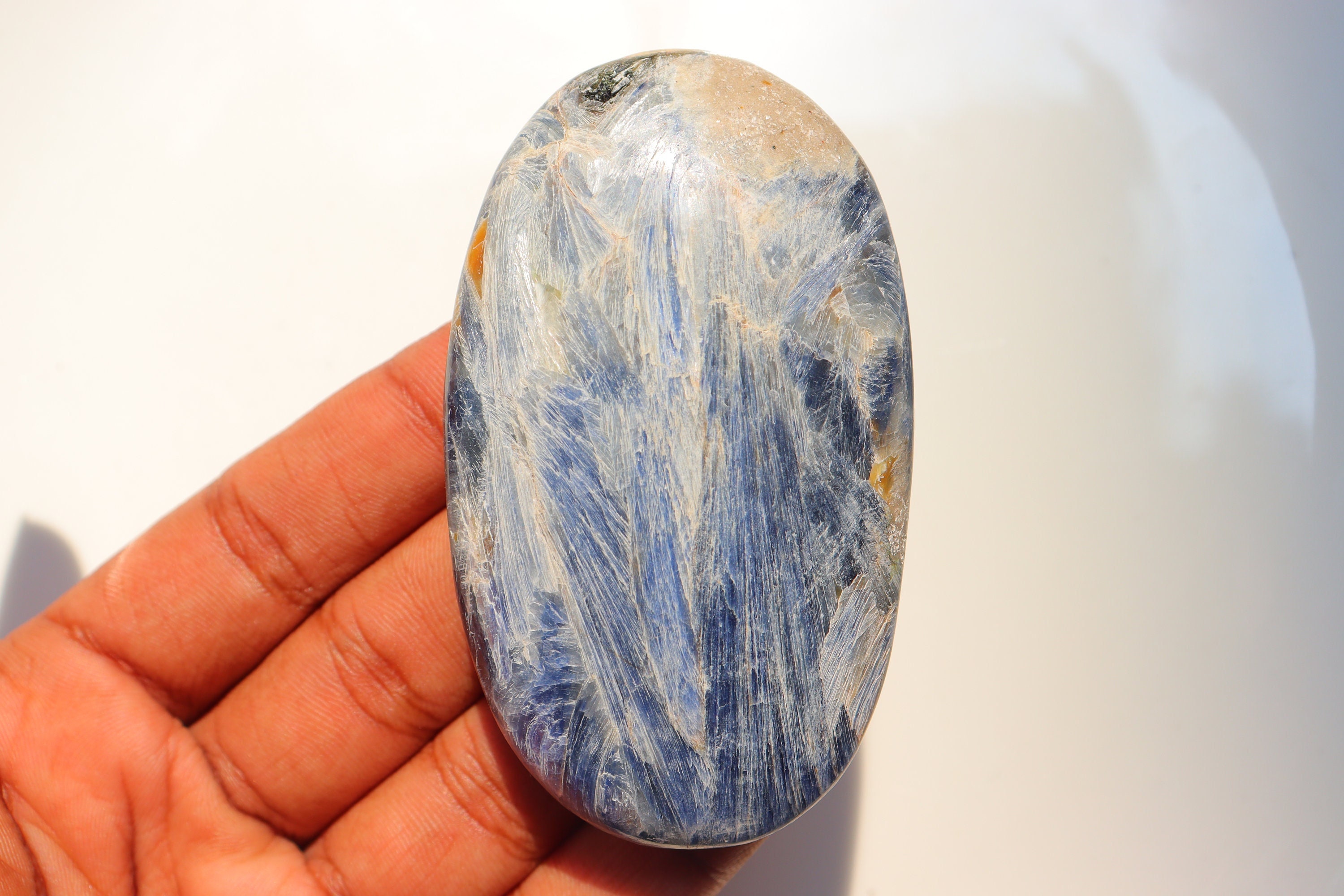 Rare Blue Kyanite Palm Stone, Crystal Chakra Healing Stones, Higher Power Protection, Pocket Stone, Loose Stone, Healing Crystal, Palm Stone