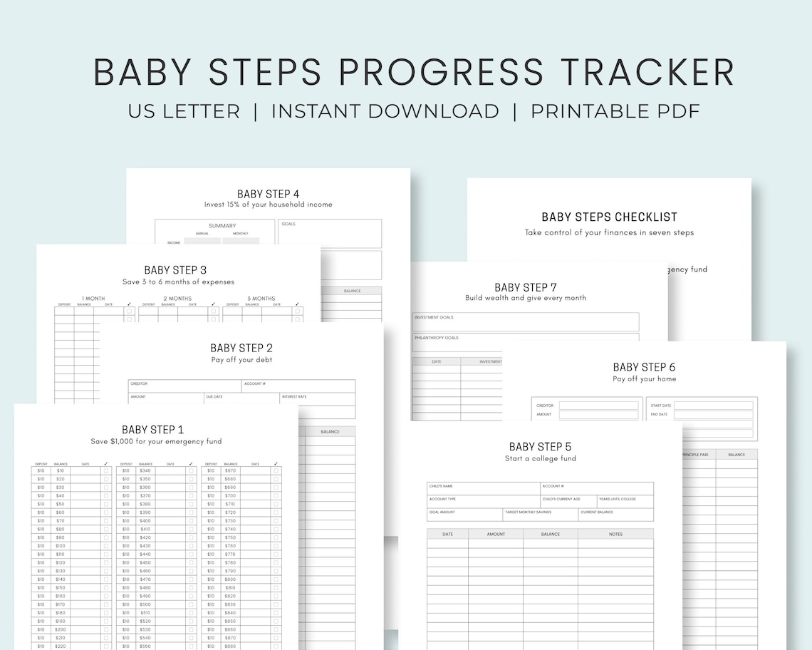 Baby Steps Progress Tracker Printable | Debt Free Planner | Dave Ramsey ...