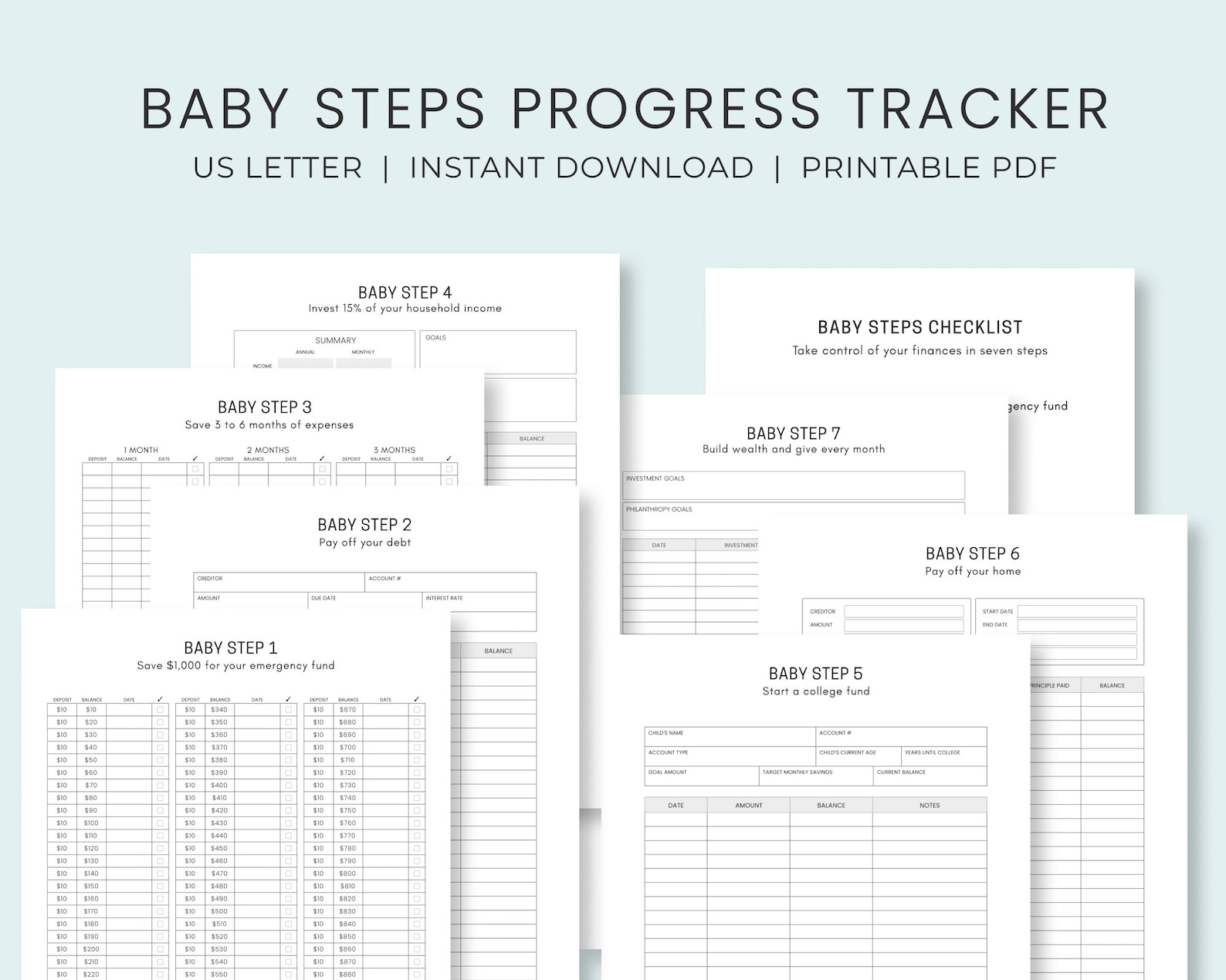 Baby Steps Progress Tracker Printable | Debt Free Planner | Dave Ramsey ...