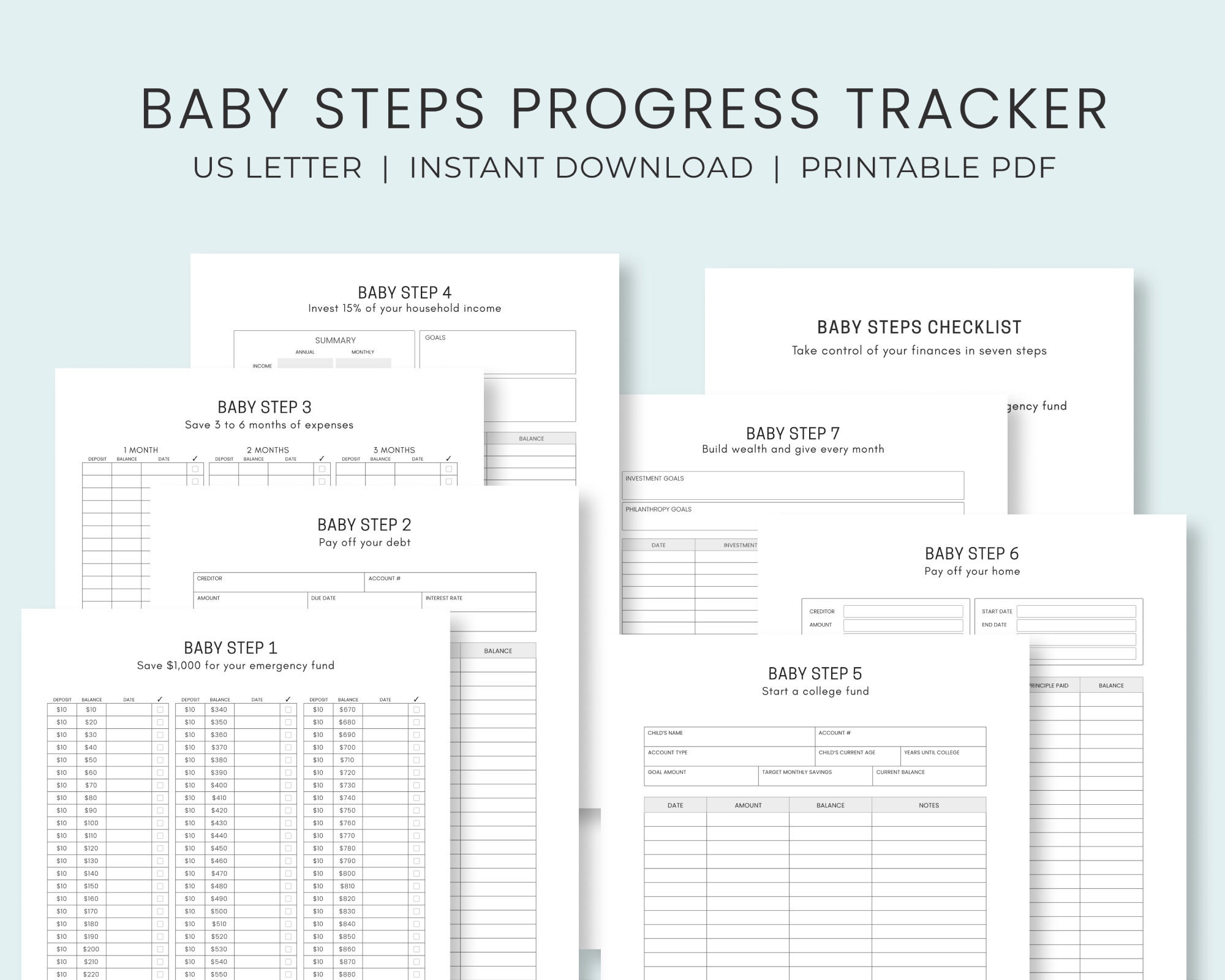 baby steps progress tracker printable | debt free planner | dave