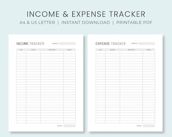Income & Expense Tracker Printable | Money Tracker | Business Financial Planning | A4 US Letter | Instant Download