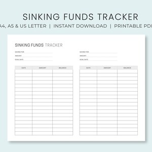 Sinking Funds Tracker Printable | Sinking Funds List | Savings Tracker | Savings Goal | A4 A5 & US Letter | Instant Download