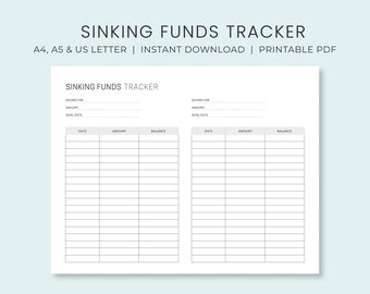 Sinking Funds Tracker Printable | Sinking Funds List | Savings Tracker | Savings Goal | A4 A5 & US Letter | Instant Download