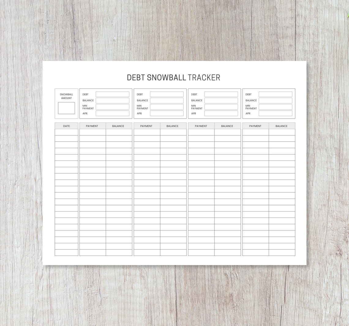 Debt Snowball Tracker Printable | Debt Payment Worksheet | Debt Payoff ...
