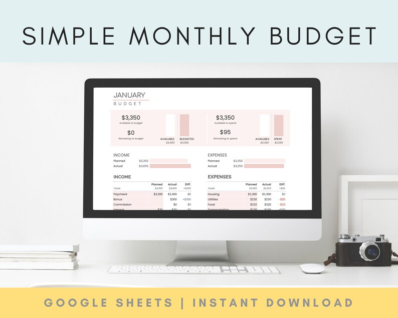 Monthly Budget Planner Spreadsheet  Personal Budget Template image 1
