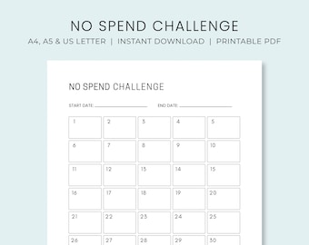No Spend Challenge Tracker | 30 Day Savings Challenge | No Spend Month Planner | Money Goal Worksheet | Instant Download |