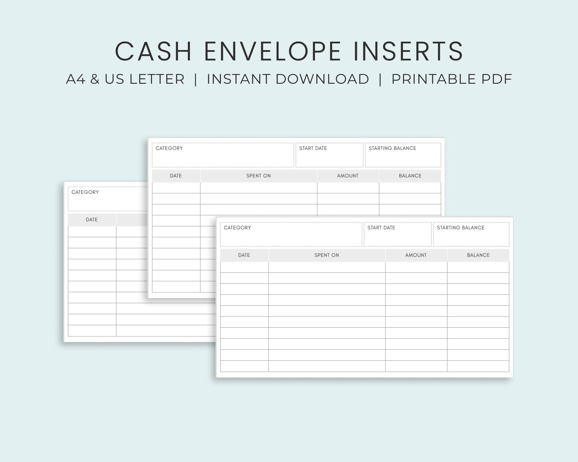 Cash Envelope Insert Printable for Budgeting Cash Envelope - Etsy
