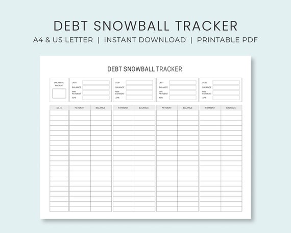 Debt Snowball Tracker Printable Debt Payment Worksheet | Etsy
