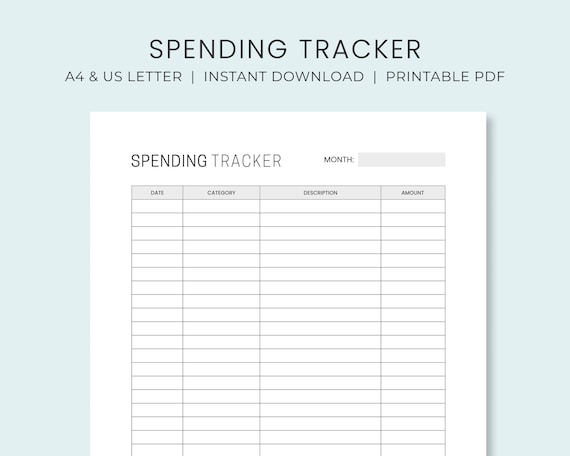 Spending Tracker Printable Monthly Expense Log Business | Etsy