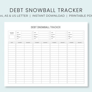 Debt Snowball Tracker Printable | Debt Payment Worksheet | Debt Payoff Progress Log | Debt Free Goal Chart | Instant Download