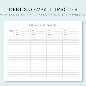 Debt Snowball Tracker Printable | Debt Payment Worksheet | Debt Payoff Progress Log | Debt Free Goal Chart | Instant Download