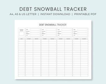 Debt Snowball Tracker Printable | Debt Payment Worksheet | Debt Payoff Progress Log | Debt Free Goal Chart | Instant Download