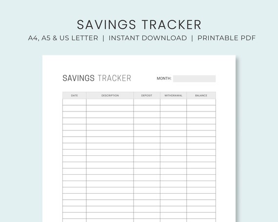 Savings Tracker Printable Savings Goal Planner Savings | Etsy