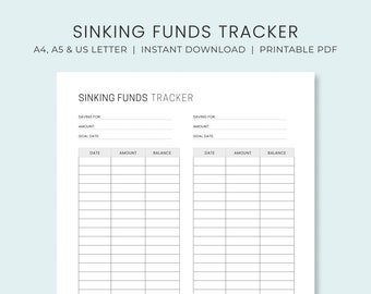 Sinking Funds Tracker Printable | Savings Tracker Worksheet | Sinking Funds Planner | Instant Download