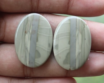 Willow Creek Jasper Gemstone Oval Shape Matching Pair For Earrings Making,,, 30X21X3 mm ( Free Drilling Available )