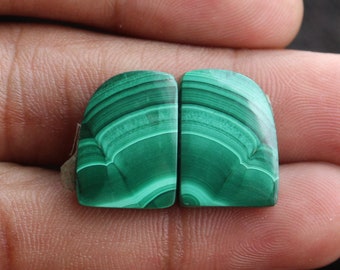 Malachite Fancy Shape Cabochon Matching Pair, Stone For Earring Making,,16X11X3mm
