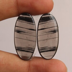 Midnight Obsidian - Oval Shape Matching Pair, Cabochon For Jewelry Uses,, 31X14X3 mm ( Free Drilling Available )