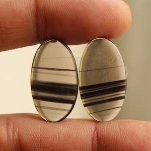 Midnight Obsidian - Oval Shape Matching Pair, Cabochon For Jewelry Uses,, 25X13X3 mm ( Free Drilling Available )