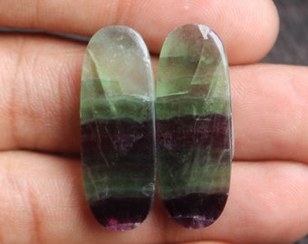 Oval Fluorite Pair: Earring Stone Setting (29X10X3 mm)