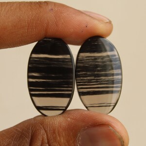 Midnight Obsidian - Oval Shape Matching Pair, Cabochon For Jewelry Uses,, 26X15X3 mm ( Free Drilling Available )