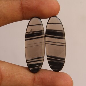 Midnight Obsidian - Oval Shape  Matching Pair, Cabochon For Jewelry Uses,, 35X13X4 mm ( Free Drilling Available )