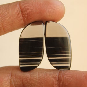 Midnight Obsidian - Fancy Shape Matching Pair, Cabochon For Jewelry Uses,, 29X13X3 mm ( Free Drilling Available )