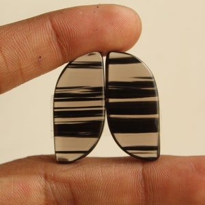 Midnight Obsidian - Fancy Shape Matching Pair, Cabochon For Jewelry Uses,, 31X14X4 mm ( Free Drilling Available )