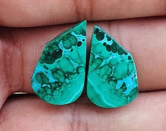 Malachite Gemstone Fancy Shape Matching Pair For Jewelry Making,,, 20X12X3 mm ( Free Drilling Available )