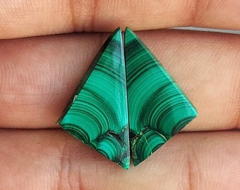 Malachite Gemstone Fancy Shape Matching Pair For Jewelry Making,,, 25X12X3 mm ( Free Drilling Available )