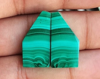 Malachite Gemstone Fancy Shape Matching Pair For Jewelry Making,,, 25X12X3 mm ( Free Drilling Available )