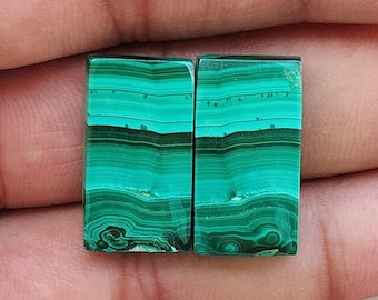 Malachite Gemstone Rectangle Shape Matching Pair For Jewelry Making,,, 22X12X4 mm ( Free Drilling Available )