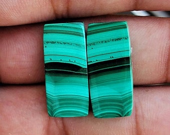 Malachite Gemstone Rectangle Shape Matching Pair For Jewelry Making,,, 25X11X4 mm ( Free Drilling Available )