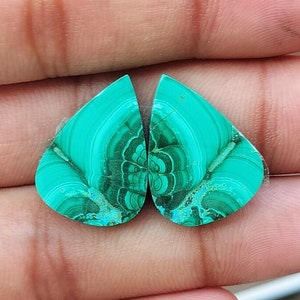 Malachite Gemstone Pear Shape Matching Pair For Jewelry Making,,, 21X15X3 mm ( Free Drilling Available )