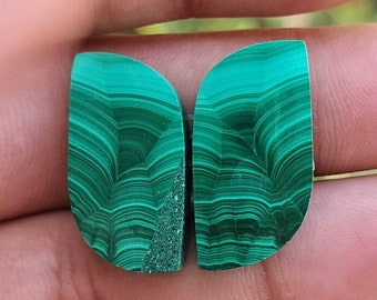 Malachite Gemstone Fancy Shape Matching Pair For Jewelry Making,,, 27X13X4 mm ( Free Drilling Available )