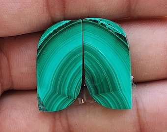 Malachite Gemstone Fancy Shape Matching Pair For Jewelry Making,,, 28X13X4 mm ( Free Drilling Available )