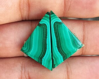 Malachite Gemstone Fancy Shape Matching Pair For Jewelry Making,,, 29X17X4 mm ( Free Drilling Available )
