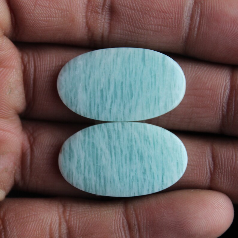 Amazing Amazonite Oval Shape Matching Pair,,32X18X4mm Free Drilling Available