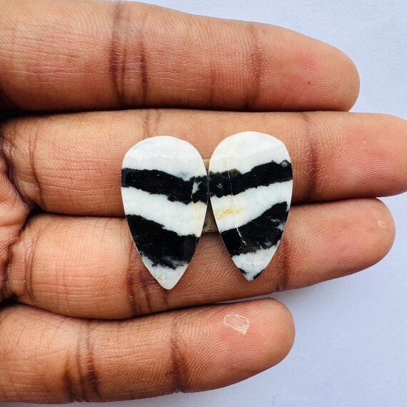 Zebra Jasper Pear Shape Matching Pair for Jewelry Making