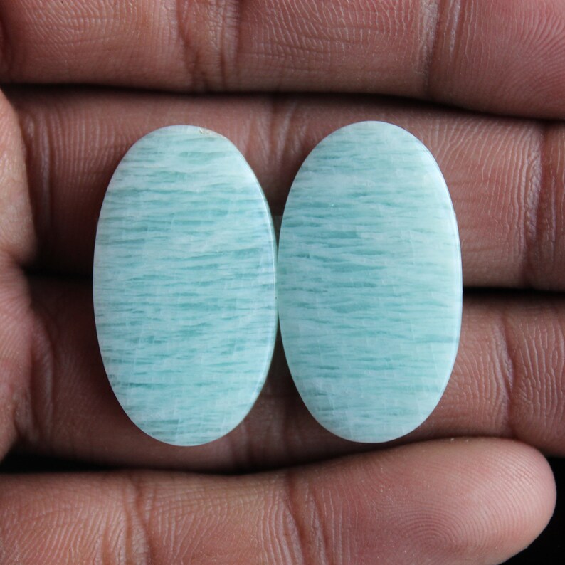 Amazing Amazonite Oval Shape Matching Pair,,32X18X4mm Free Drilling Available