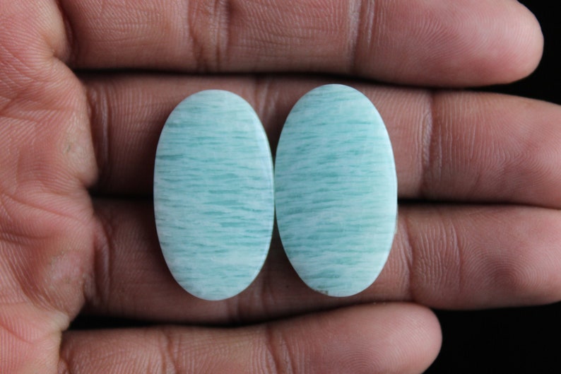 Amazing Amazonite Oval Shape Matching Pair,,32X18X4mm Free Drilling Available