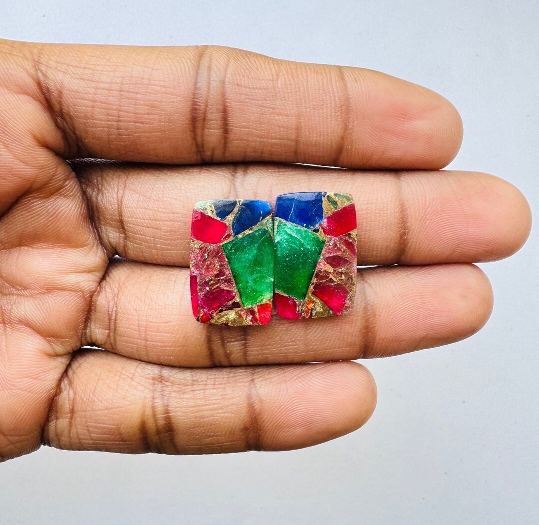 Multi Copper Turquoise Rectangle Shape Matching Pair for Jewelry Making ...
