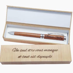 Stylo en bois luxe personnalisé + coffret cadeau en bois gravé/cadeau personnalisable unique