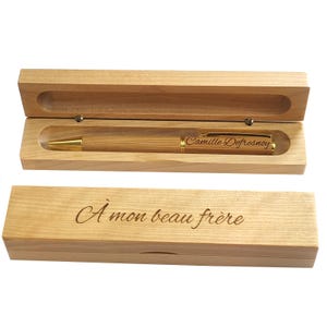 Coffret Stylo en Bois avec Dorure Personnalisée et Gravure Laser – Coffret Cadeau en Bois avec Gravure Personnalisée – Cadeau Unique Noël.